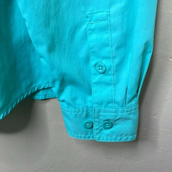 CABELA’S Guidewear Button Down Shirt Aqua Gorpcore Fishing Camping Venting Lg - Picture 6 of 14